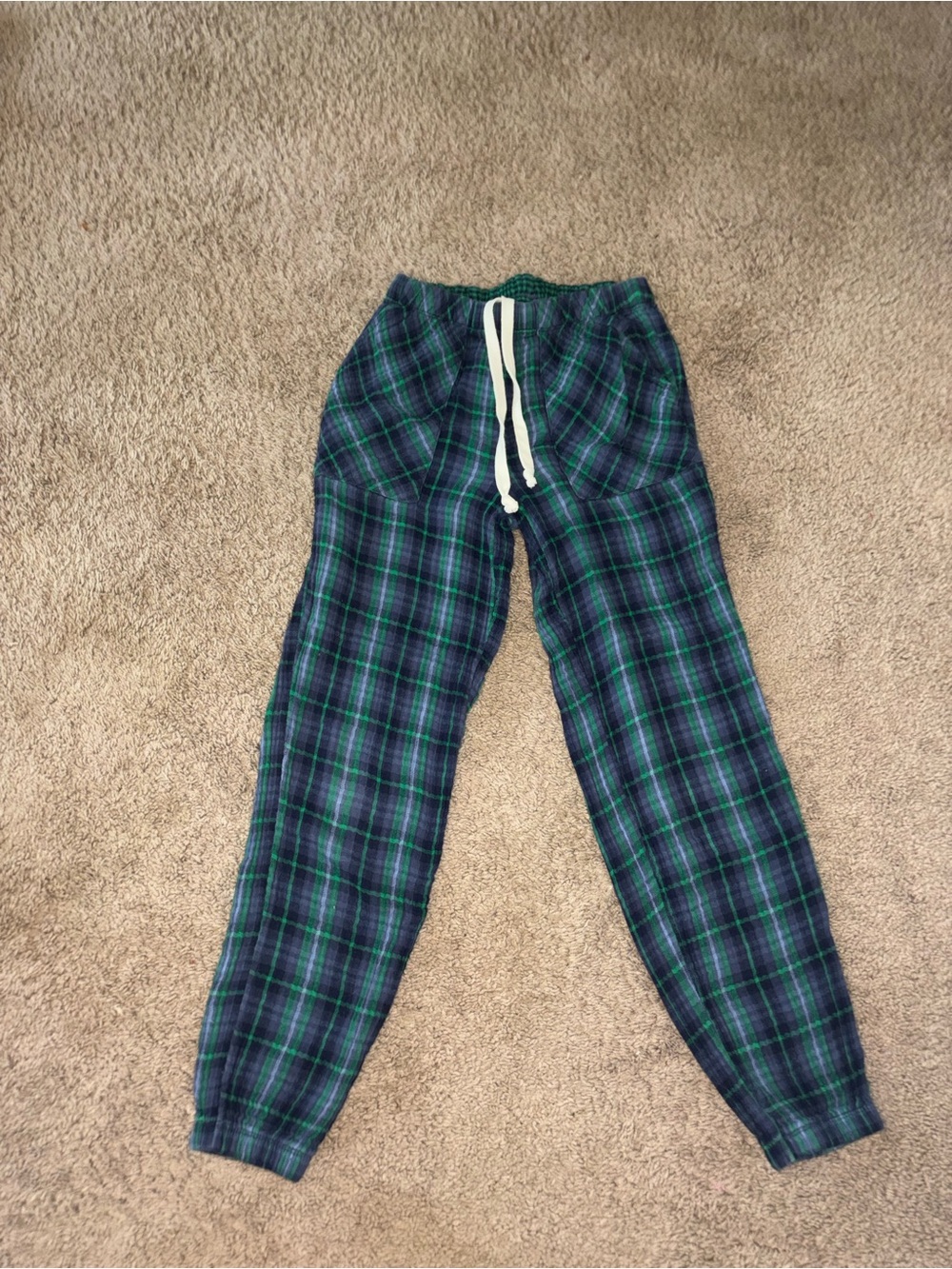 Womenโs XXS Aerie Plaid Lounge Jogger Pants - Navy & Green